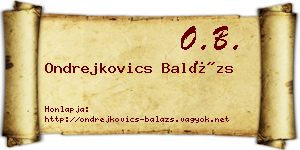 Ondrejkovics Balázs névjegykártya